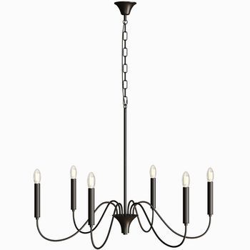 Lámpara Colgante De Metal Estilo Candelabro Negro Mate – 6 Brazos - Lumella Negro