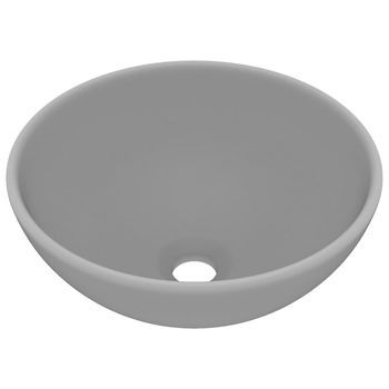 Lavabo De Baño Moderno | Lavabo De Lujo Redondo Cerámica Gris Claro Mate 32,5x14 Cm