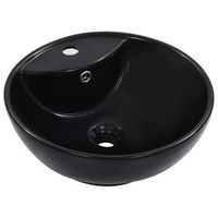 lavabo con rebosadero 465x18 cm ceramica negro vidaxl