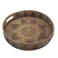 bandeja redonda de ratan marron 40 cm