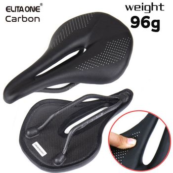 ELITA ONE Sillín de carbono súper ligero 240x143/155mm 96g MTB bicicleta de carretera cojín de cuero asiento de ciclismo para hombres y mujeres
