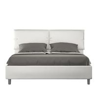 cama sin somier acolchada 160x210 cuero sintetico blanco sleeper