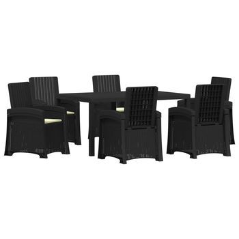 Conjunto De Comedor De Jardín 7 Uds. Antracita Y Crema Pp Vidaxl