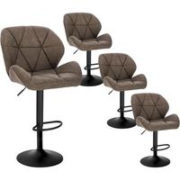 juego de 4 taburetes de bar regulables en alturapiel sinteticapatas de metal40 x 50 x 94 cmmarron oscurowoltu