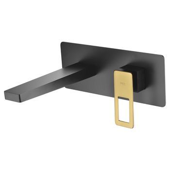 Grifo Monomando Empotrado Para Lavabo Negro Y Oro En Latón Y Zama
