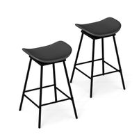 costway juego de 2 taburetes de bar con asiento acolchado y curvado reposapies sin respaldo para cocina comedor 43 x 45 x 715 cm negro