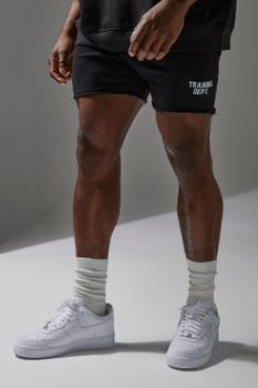 Pantalón Corto Regular De Tela Rizo Con Estampado Training Dept, Negro