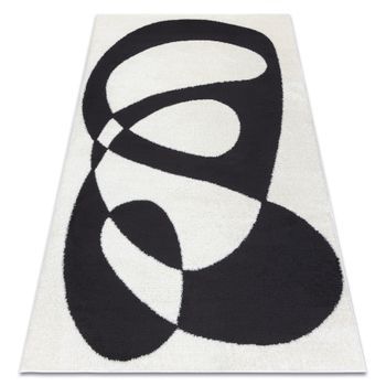 Alfombra Moderna Mode 8531 Abstração Crema / Negro  140x190 Cm