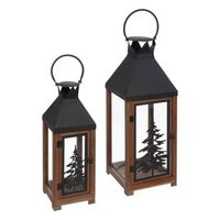 farol madera abeto metal x2