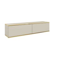 mueble para tv efecto madera crema y dorado