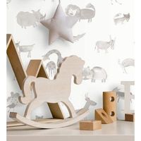 papel pintado infantil con animales del zoo jirafas elefantes tigres leones y monos - animals zoo 125923 de gaulan - rollo de 10 m x 053 m