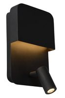 aplique con foco y puerto usb en acero negro 24cm