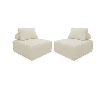 Sofá modular de pana, 2 plazas, lao, crema, 90x90x40 cm