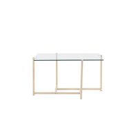 mesa baja cuadrada de vidrio y metal 80x80cm - beige