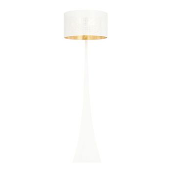 Lámpara de pie moderna elegante con pantalla blanca e interior dorado
