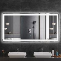 espejo de bano con luz led 120 x 60 cm rectangular antivaho 3 colores dimmable - lomazoo memphis