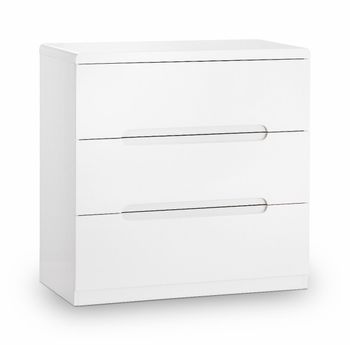 London White High Gloss Wide 3 Drawer Chest