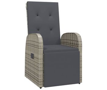 Sillón reclinable de jardin con cojin ratán sintético gris