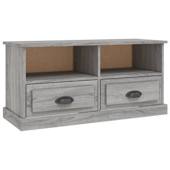 Mueble Para Tv Madera Contrachapada Gris Sonoma 93x35,5x45 Cm Vidaxl