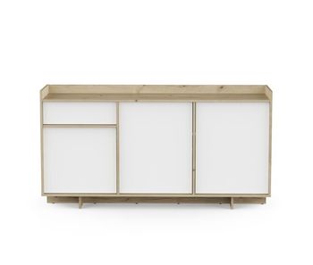 Aparador 3 puertas 1 cajón roble y blanco clap