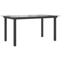 mesa de jardin  mesa de exterior de aluminio y vidrio negra 150x90x74 cm
