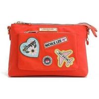nicole lee bandolera bolso cruzado acordeon con parches de colores naranja para mujer