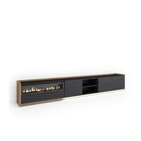 mueble tv casares-02 con chimenea y luces led integradas