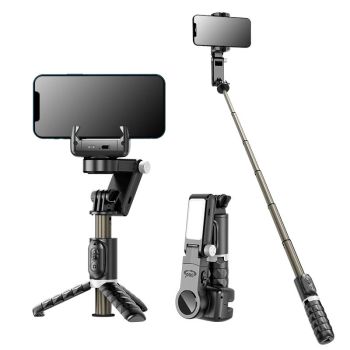 Estabilizador de teléfono móvil portátil ToKQi Q18 con soporte para stick selfie con luz de relleno y bluetooth para iPh