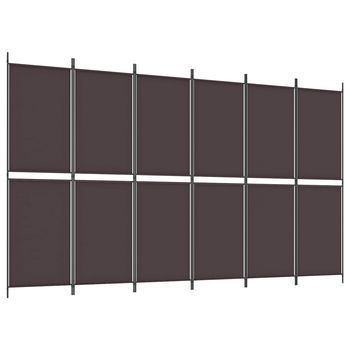 Biombo Divisor De 6 Paneles De Tela Marrón 300x180 Cm Vidaxl