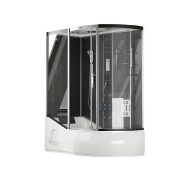 Cabina De Ducha Con Bañera Allin 2in1 - 170 X 90 Negro Derecha