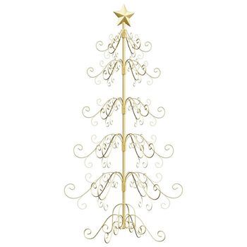 Árbol De Navidad De Metal Con Soporte Dorado 150 Cm Vidaxl