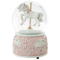 bola nieve con figura caballo rosa y blanco