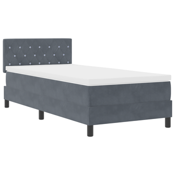 Cama Individual | Cama Box Spring Con Colchón Terciopelo Gris Oscuro 90x190 Cm Cfw95474