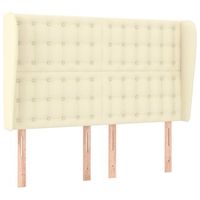 cabeceropanel de cabecero con orejas de cuero sintetico crema 147x23x118128cm