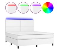 cama box spring colchon y led cuero sintetico blanco 180x200 cm diseno plano