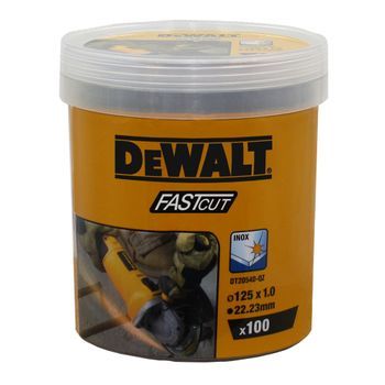 Dewalt Dt20540-qz - Cubo Con 100 Discos De Corte De Alto Desempeño Para Acero Inox 125 X 1 X 22.23mm