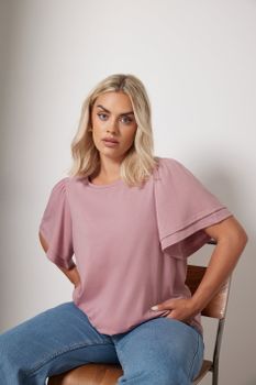 Yours Camiseta Rosa De Doble Manga Ángel, Mujer Curvy Y Tallas Grandes, Yours