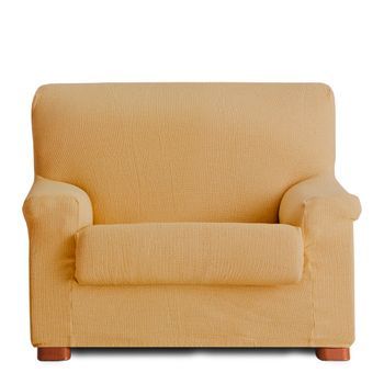 Funda De Sillón Elástica Premium Con Funda Cojín Aparte E Incluída Muy Suave Mostaza 80 - 110 Cm