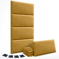 dhome juego de 8 paneles tapizados de tela autoadhesivos para pared acusticos absorbentes proteccion impactos cabeceros mostaza 60x40cm x8