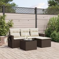 conjunto de sofas de jardin 4 uds  mueble jardin mesa y sillas y cojines ratan sintetico marron cfw867937