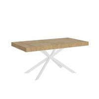 mesa extensible 90x160420 cm plaker roble natural patas blanca
