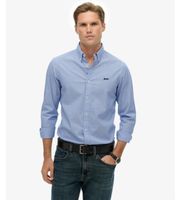 superdry para hombre m4011064a camisa ligera entallada essentials azul s casual algodon manga larga