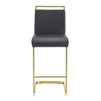 juego de 2 taburetes de bar estilo nordico con reposapies integrado cuero sintetico negro y patas de metal dorado