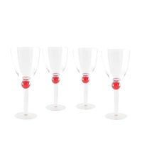 copas de vino con pie de diamante rojo - lote de 4