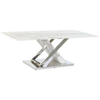 mesa centro acero cristal 120x60x42 simil marmol