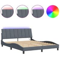 estructura de cama con led sin colchon hanko terciopelo gris oscuro 160x200 cm vidaxl