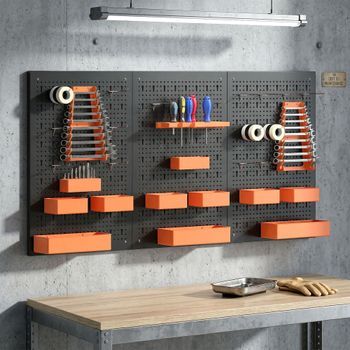 Organizador Herramientas Pared De Acero Pp Homcom 120x60 Cm Multi
