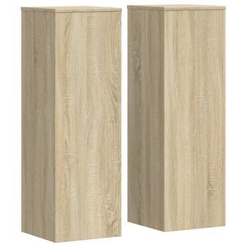 Soportes Para Plantas 2 Uds Madera Roble Sonoma 33x33x100 Cm Vidaxl