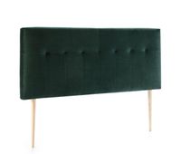 cabecero tapizado napoles 160x100 cm verde para cama 135 terciopelo patas de madera herrajes incluidos