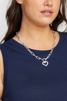 Collar De Cadena Plateada Con Eslabones Rectangulares